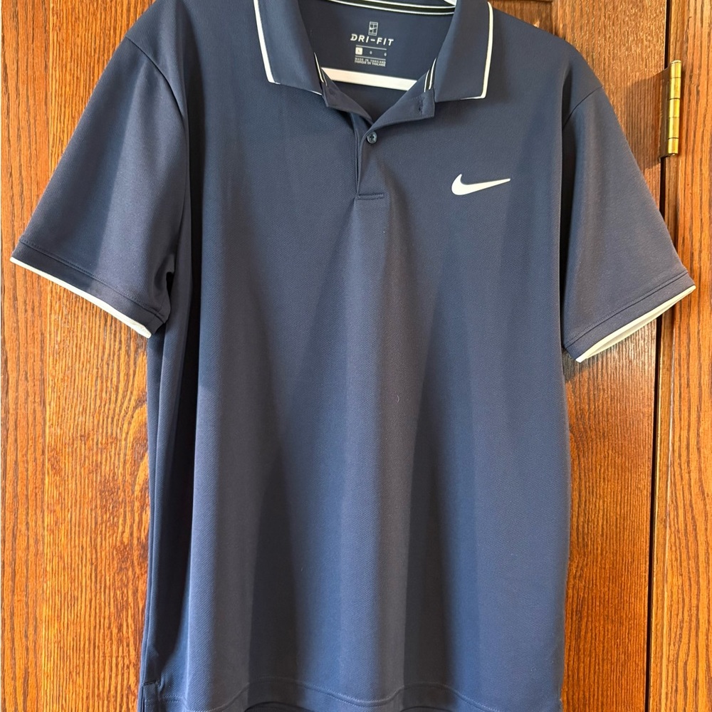 Nike Court Men's Navy Polo with White Trim Tennis
